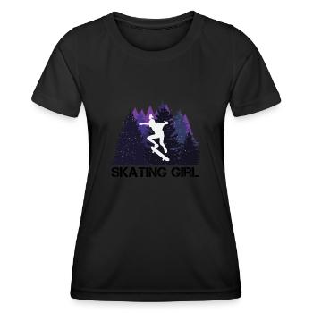 Skateboard filles dans la belle nature - T-shirt sport Femme - noir - Devant - AI Model Female 172 light (172cm)
