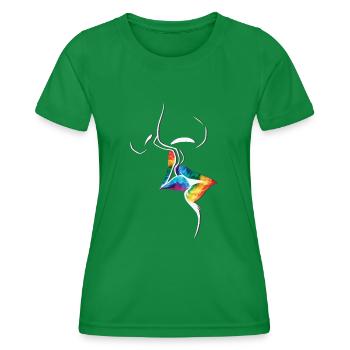 Défilé LGBTQ Rainbow Flag Kiss - T-shirt sport Femme - vert - Devant - AI Model Female 172 dark (172cm)