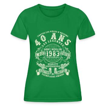 40 ans - anniversaire 1983 - T-shirt sport Femme - vert - Devant - AI Model Female 172 dark (172cm)