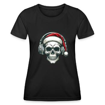 Skull Christmas Music Headphones Christmas - Women's Functional T-Shirt - black - Front - AI Model Female 172 light (172cm)
