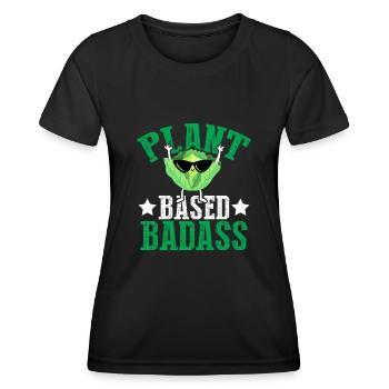 Pflanzenbasierte Badass - Vegan Vegetarisch - Lustig - Frauen Funktions-T-Shirt - Schwarz - Vorne - AI Model Female 172 light (172cm)