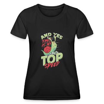 And yes this is my Top Speed - Funny Snail - Women's Functional T-Shirt - black - Front - AI Model Female 172 light (172cm)