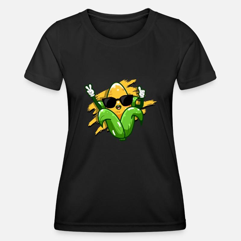 Funny Corn Design Sweet Corn On The Cob - Corn - Women's Functional T-Shirt - black