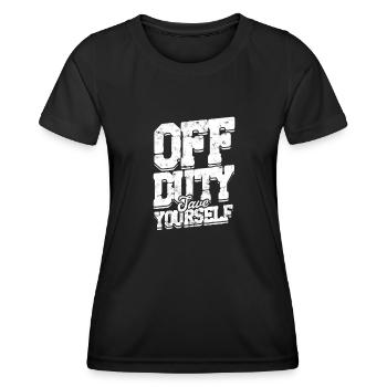 En dehors des heures de service, sauvez-vous - Secourisme paramédical - T-shirt sport Femme - noir - Devant - AI Model Female 172 light (172cm)