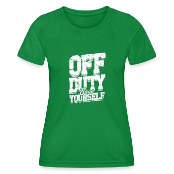 En dehors des heures de service, sauvez-vous - Secourisme paramédical - T-shirt sport Femme - vert - Devant - AI Model Female 172 dark (172cm)