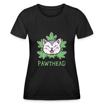 Pawthead Cat Weed - Cute Tabbies Tiger Stripe Cat - Women's Functional T-Shirt - black - Front - AI Model Female 172 light (172cm)