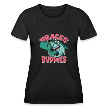 Dentiste Orthodontiste Appareils dentaires Buddies - - T-shirt sport Femme - noir - Devant - AI Model Female 172 light (172cm)