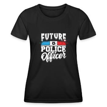 Futur policier Ma carrière - Correctionnel - T-shirt sport Femme - noir - Devant - AI Model Female 172 light (172cm)