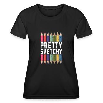 Pretty Sketchy Fun Art - crayons - T-shirt sport Femme - noir - Devant - AI Model Female 172 light (172cm)