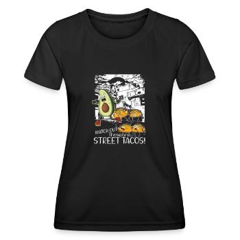 Watch Out Those Are StreetTacos - spanish - Women's Functional T-Shirt - black - Front - AI Model Female 172 light (172cm)