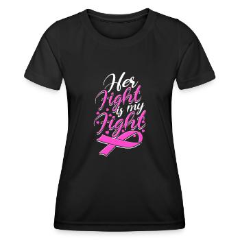 Ihr Kampf ist - Brustkrebs-Kämpferin - Frauen Funktions-T-Shirt - Schwarz - Vorne - AI Model Female 172 light (172cm)