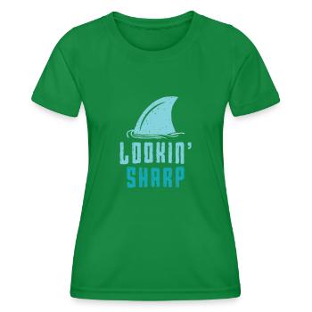 Shark Lookin' Sharp - aquatic - Women's Functional T-Shirt - kelly green - Front - AI Model Female 172 dark (172cm)