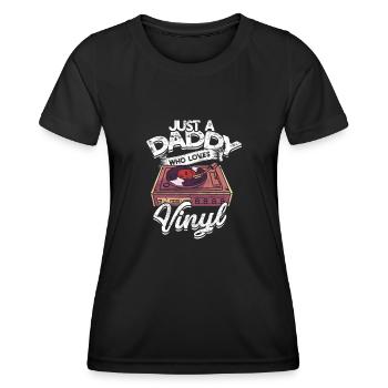 Juste un papa qui aime le vinyle - gratter - T-shirt sport Femme - noir - Devant - AI Model Female 172 light (172cm)