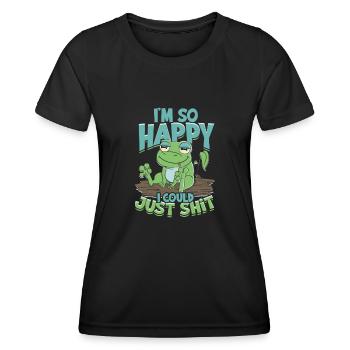Je suis si heureux que je pourrais juste chier - charmant - T-shirt sport Femme - noir - Devant - AI Model Female 172 light (172cm)