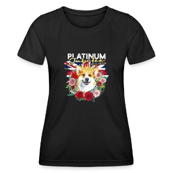 Platinum Jubilee 1952-2022 - corgi owner - Women's Functional T-Shirt - black - Front - AI Model Female 172 light (172cm)
