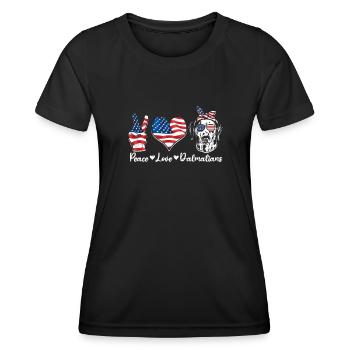 Peace Love Dalmatian - pet lover - Women's Functional T-Shirt - black - Front - AI Model Female 172 light (172cm)