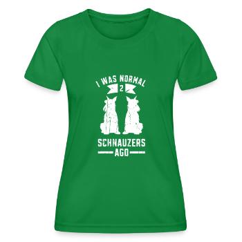 J’étais normal il y a 2 schnauzers - américain - T-shirt sport Femme - vert - Devant - AI Model Female 172 dark (172cm)