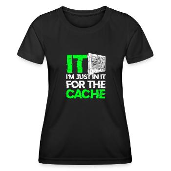 IT Ich bin nur für den Cache drin - tech - Frauen Funktions-T-Shirt - Schwarz - Vorne - AI Model Female 172 light (172cm)