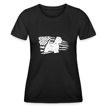 Silhoutte de west highland terrier avec américain - T-shirt sport Femme - noir - Devant - AI Model Female 172 light (172cm)