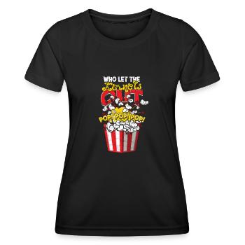 Qui laisse les noyaux sortir Pop Pop Pop - salé - T-shirt sport Femme - noir - Devant - AI Model Female 172 light (172cm)