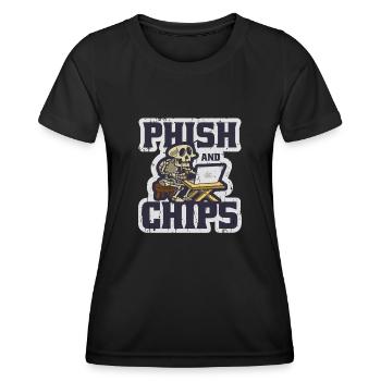 Phish and Chips - decryption - Women's Functional T-Shirt - black - Front - AI Model Female 172 light (172cm)