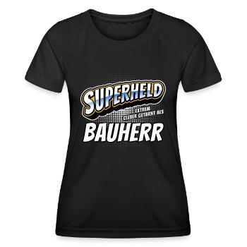 Superheld, clever getarnt als Bauherr - Frauen Funktions-T-Shirt - Schwarz - Vorne - AI Model Female 172 light (172cm)