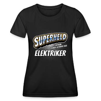 Superheld, clever getarnt als Elektriker - Frauen Funktions-T-Shirt - Schwarz - Vorne - AI Model Female 172 light (172cm)