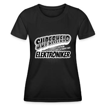 Superheld, clever getarnt als Elektroniker - Frauen Funktions-T-Shirt - Schwarz - Vorne - AI Model Female 172 light (172cm)