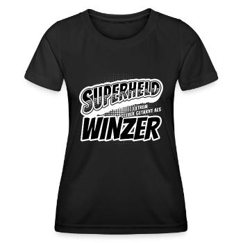 Superheld, clever getarnt als Winzer - Frauen Funktions-T-Shirt - Schwarz - Vorne - AI Model Female 172 light (172cm)