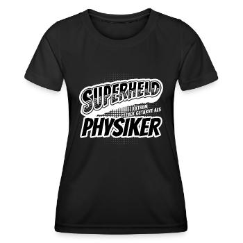 Superheld, clever getarnt als Physiker - Frauen Funktions-T-Shirt - Schwarz - Vorne - AI Model Female 172 light (172cm)