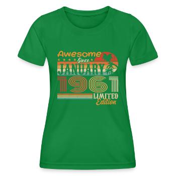 Birthday Gift - Born in January 1961 - Women's Functional T-Shirt - kelly green - Front - AI Model Female 172 dark (172cm)