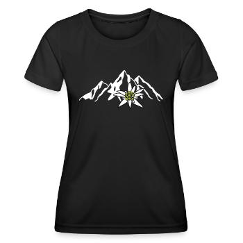 Mountains With Edelweiss Flower - Women's Functional T-Shirt - black - Front - AI Model Female 172 light (172cm)