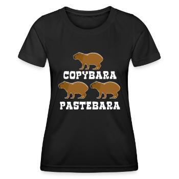 Copybara - Capybara Wortspiel - Copy Paste - Frauen Funktions-T-Shirt - Schwarz - Vorne - AI Model Female 172 light (172cm)