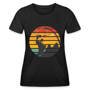 Hangover – Retro Mountaineer Head Silhouette - Women's Functional T-Shirt - black - Front - AI Model Female 172 light (172cm)
