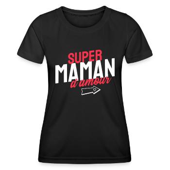 Super maman d'amour. Fête des mères - T-shirt sport Femme - noir - Devant - AI Model Female 172 light (172cm)