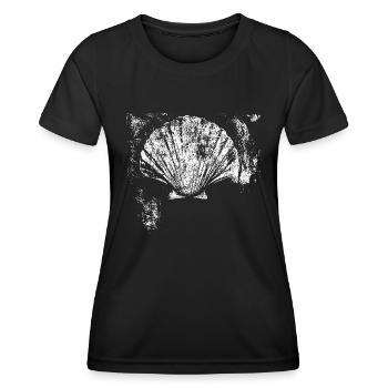 Chemin - Pétoncle - Pèlerinage - Santiago - T-shirt sport Femme - noir - Devant - AI Model Female 172 light (172cm)