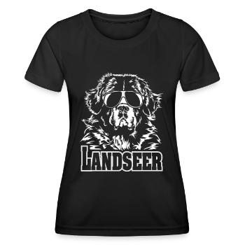 LANDSEER cool glasses dog dogs Wilsigns design - Women's Functional T-Shirt - black - Front - AI Model Female 172 light (172cm)