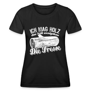 Ich mag Holz das hält wenigstens die Fresse - Frauen Funktions-T-Shirt - Schwarz - Vorne - AI Model Female 172 light (172cm)