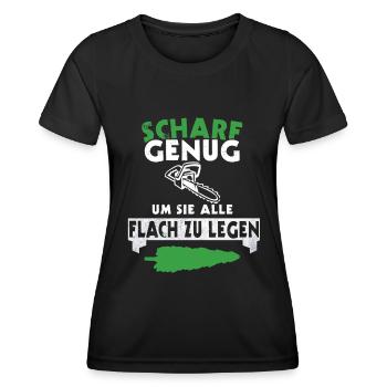 Kettensäge Holz Holzfäller Forst Wald Geschenkidee - Frauen Funktions-T-Shirt - Schwarz - Vorne - AI Model Female 172 light (172cm)