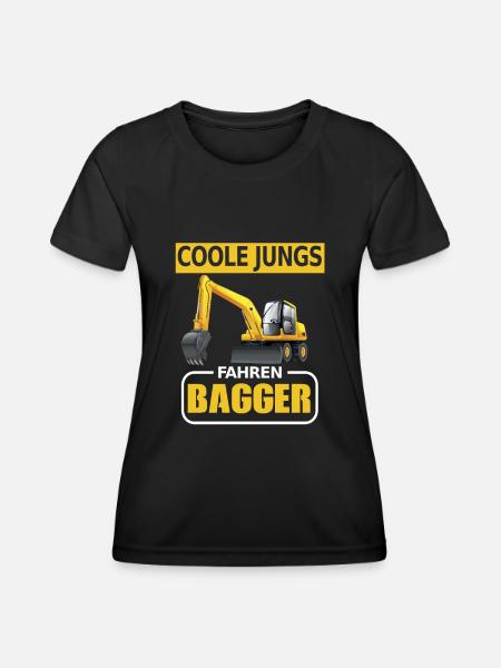 Bagger Baustelle Baggern Baggerfahrer Jungs - Frauen Funktions-T-Shirt - Schwarz