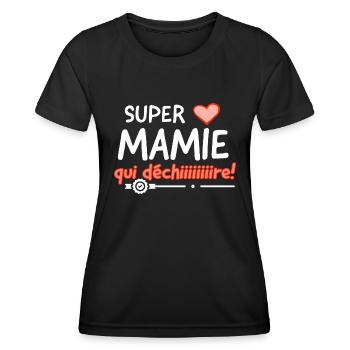 Super mamie qui déchire. - T-shirt sport Femme - noir - Devant - AI Model Female 172 light (172cm)
