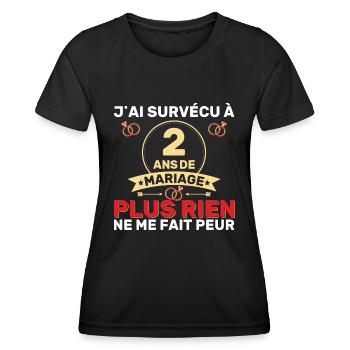 2 Ans De Mariage Noces De Coton Cadeau Mari 2eme - T-shirt sport Femme - noir - Devant - AI Model Female 172 light (172cm)