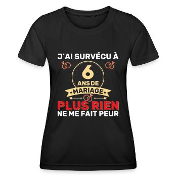 6 Ans De Mariage Noces De Coton Cadeau Mari 6eme - T-shirt sport Femme - noir - Devant - AI Model Female 172 light (172cm)