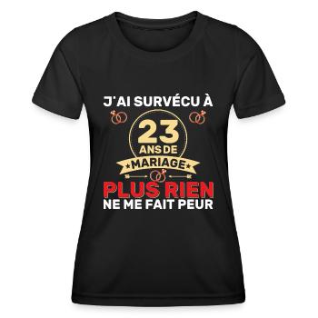 23 Ans De Mariage Noces De Coton Cadeau Mari 23eme - T-shirt sport Femme - noir - Devant - AI Model Female 172 light (172cm)