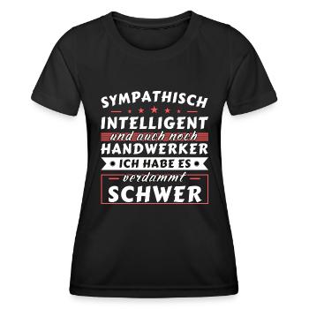 Sympathisch und intelligent - Handwerker Edition - Frauen Funktions-T-Shirt - Schwarz - Vorne - AI Model Female 172 light (172cm)