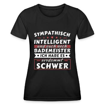 Sympathisch und intelligent - Bademeister Edition - Frauen Funktions-T-Shirt - Schwarz - Vorne - AI Model Female 172 light (172cm)