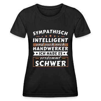 Sympathisch und intelligent - Handwerker Edition - Frauen Funktions-T-Shirt - Schwarz - Vorne - AI Model Female 172 light (172cm)