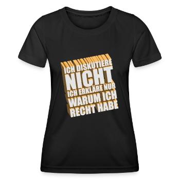 Ich diskutiere nicht Ich erkläre nur warum ich... - Frauen Funktions-T-Shirt - Schwarz - Vorne - AI Model Female 172 light (172cm)