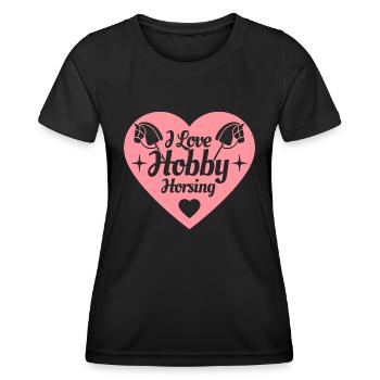 J’aime Hobby Horsing - Coeur - Hobby - T-shirt sport Femme - noir - Devant - AI Model Female 172 light (172cm)