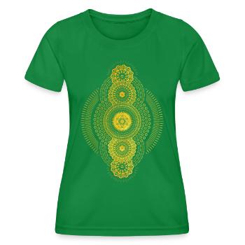 Metatrons Cube Sacred Geomety Esoterik - Frauen Funktions-T-Shirt - Kelly Green - Vorne - AI Model Female 172 dark (172cm)